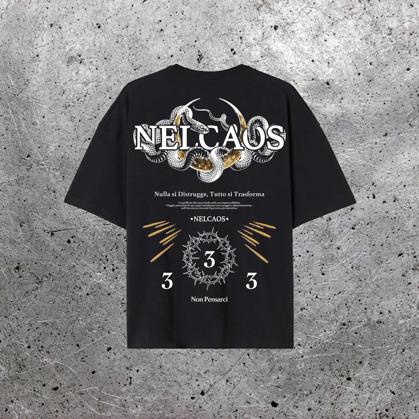 T-Shirt Serpente Streetwear Oversize Simbolico Nera