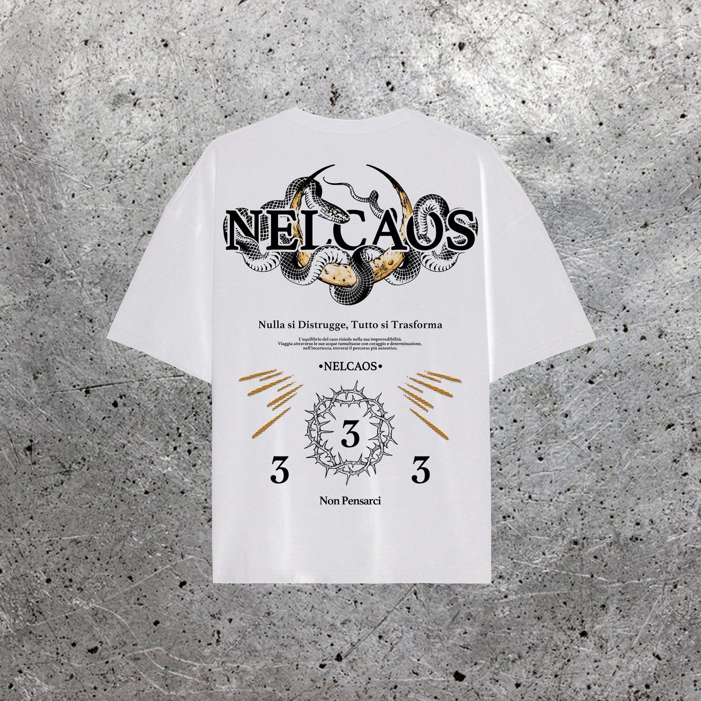 T-Shirt Serpente Streetwear Oversize Simbolico Bianca